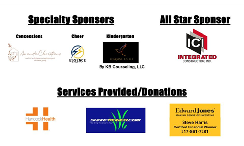 Specialty and All Star Sponsors and Services/Donations
